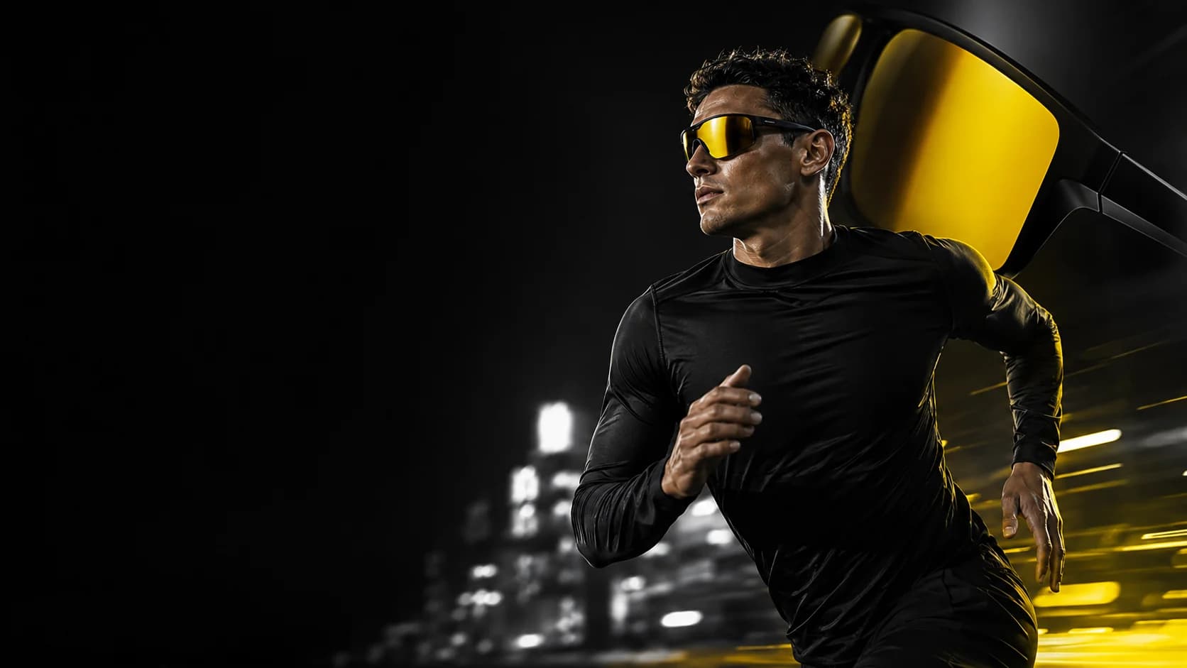Athlete wearing yellow lens sports sunglasses
