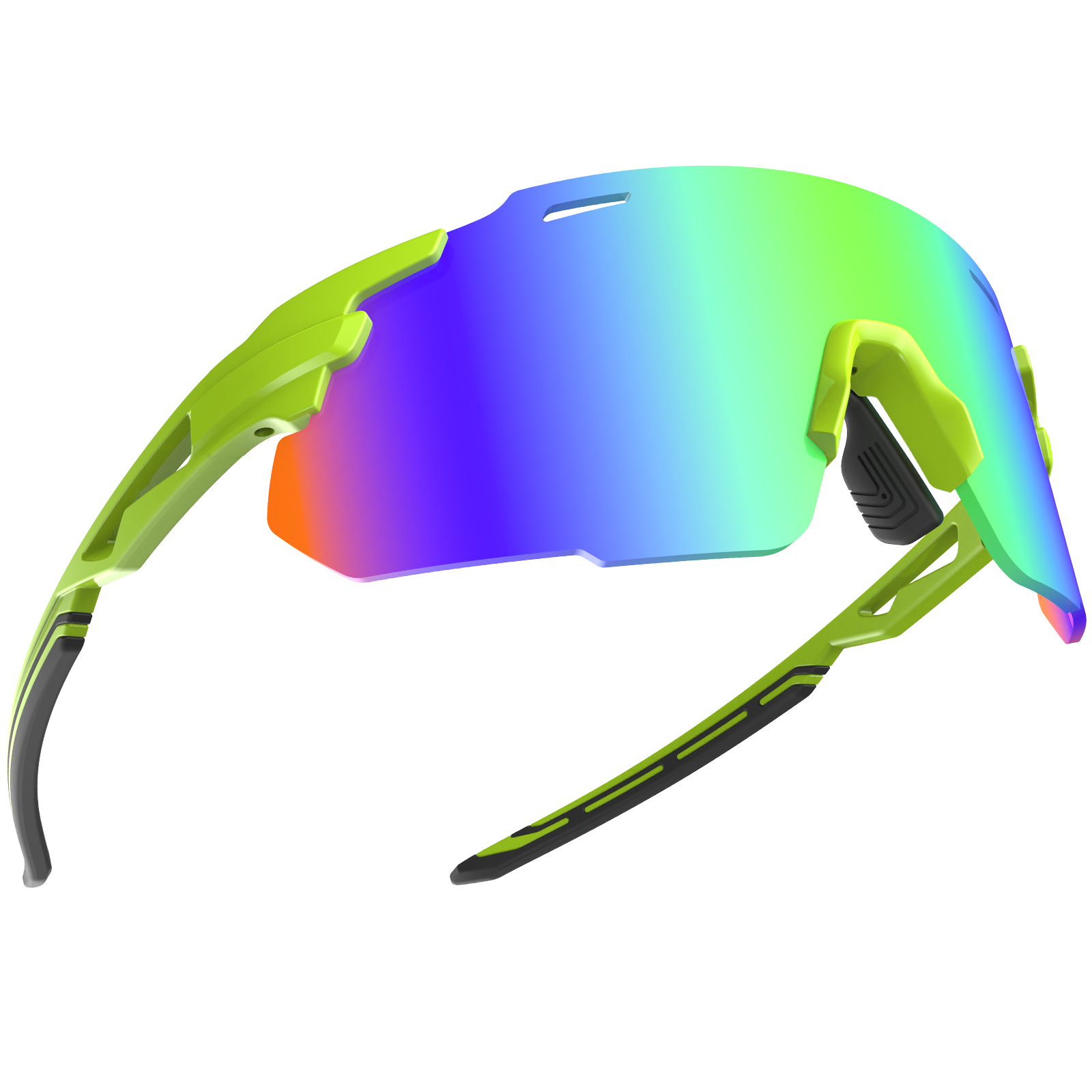 Lime green shield sports sunglasses