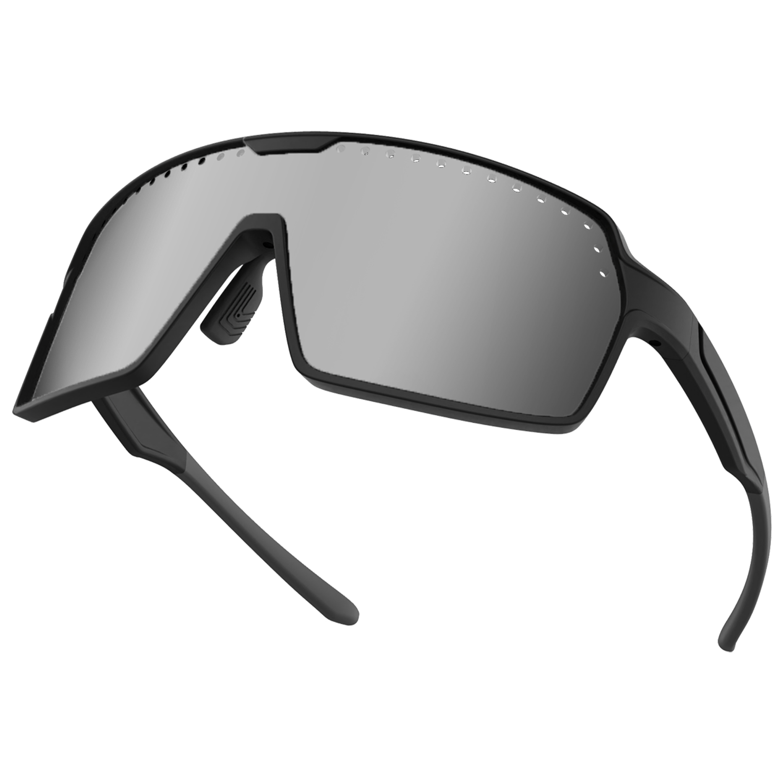 Black wraparound shield sports sunglasses